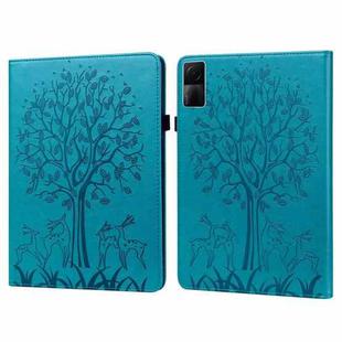 For Xiaomi Redmi Pad 10.61 2022 Tree & Deer Pattern Pressed Printing Leather Tablet Case(Blue)