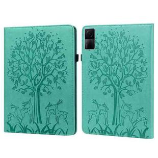 For Xiaomi Redmi Pad 10.61 2022 Tree & Deer Pattern Pressed Printing Leather Tablet Case(Green)