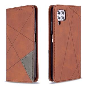 For Huawei P40 Lite Rhombus Texture Horizontal Flip Magnetic Leather Case with Holder & Card Slots & Wallet(Brown)