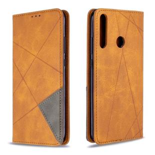 For Huawei P40 Lite E / Y7P Rhombus Texture Horizontal Flip Magnetic Leather Case with Holder & Card Slots & Wallet(Yellow)