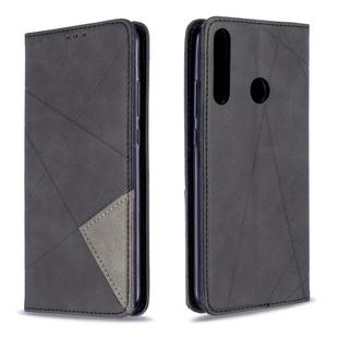 For Huawei P40 Lite E / Y7P Rhombus Texture Horizontal Flip Magnetic Leather Case with Holder & Card Slots & Wallet(Black)