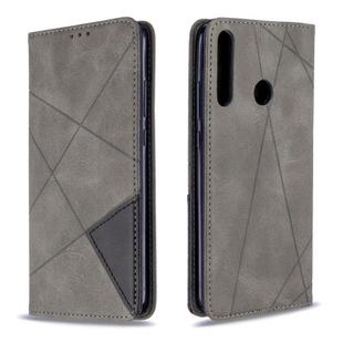 For Huawei P40 Lite E / Y7P Rhombus Texture Horizontal Flip Magnetic Leather Case with Holder & Card Slots & Wallet(Grey)