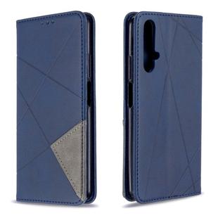 For Huawei Honor 20S Rhombus Texture Horizontal Flip Magnetic Leather Case with Holder & Card Slots & Wallet(Blue)