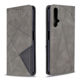 For Huawei Honor 20S Rhombus Texture Horizontal Flip Magnetic Leather Case with Holder & Card Slots & Wallet(Grey)