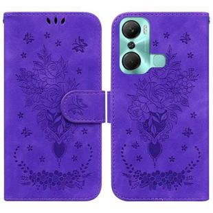 For Infinix Hot 12 Pro Butterfly Rose Embossed Leather Phone Case(Purple)