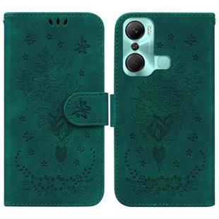 For Infinix Hot 12 Pro Butterfly Rose Embossed Leather Phone Case(Green)