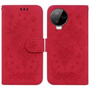For Infinix Note 12 Pro 4G Butterfly Rose Embossed Leather Phone Case(Red)
