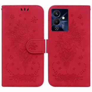 For Infinix Note 12 Pro 5G Butterfly Rose Embossed Leather Phone Case(Red)