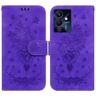 For Infinix Note 12 Pro 5G Butterfly Rose Embossed Leather Phone Case(Purple)