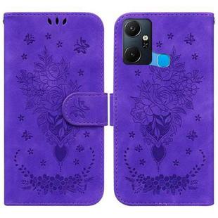 For Infinix Smart 6 Plus Butterfly Rose Embossed Leather Phone Case(Purple)