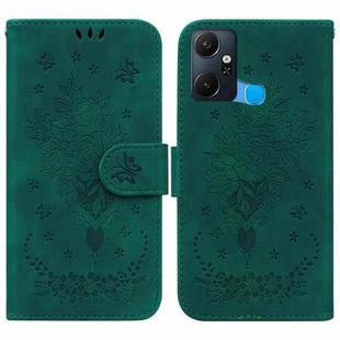 For Infinix Smart 6 Plus Butterfly Rose Embossed Leather Phone Case(Green)