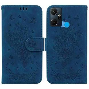 For Infinix Smart 6 Plus Butterfly Rose Embossed Leather Phone Case(Blue)