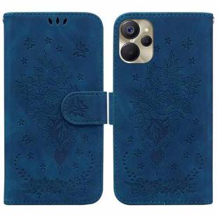 For Realme 9i 5G Butterfly Rose Embossed Leather Phone Case(Blue)