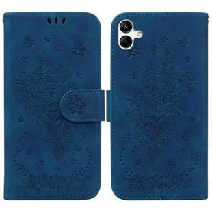 For Samsung Galaxy A04/M13 5G Butterfly Rose Embossed Leather Phone Case(Blue)