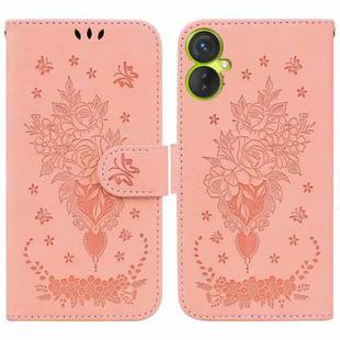 For Tecno Camon 19 Neo Butterfly Rose Embossed Leather Phone Case(Pink)