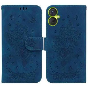 For Tecno Camon 19 Neo Butterfly Rose Embossed Leather Phone Case(Blue)