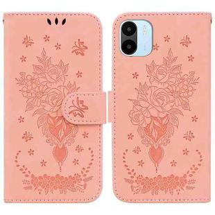 For Xiaomi Redmi A1 Butterfly Rose Embossed Leather Phone Case(Pink)