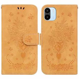 For Xiaomi Redmi A1 Butterfly Rose Embossed Leather Phone Case(Yellow)