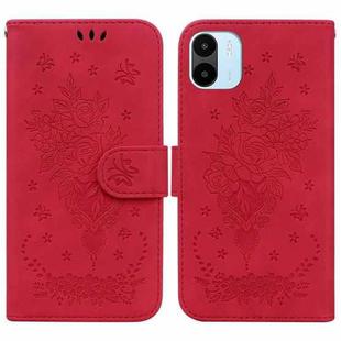 For Xiaomi Redmi A1 Butterfly Rose Embossed Leather Phone Case(Red)