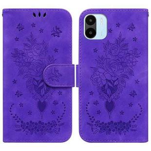 For Xiaomi Redmi A1 Butterfly Rose Embossed Leather Phone Case(Purple)