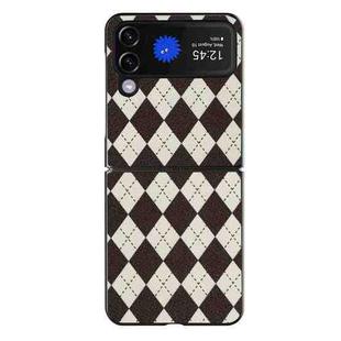 For Samsung Galaxy Z Flip3 5G Lozenge Pattern Phone Protective Case(Brown)