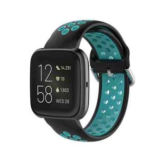 For Fitbit Versa 2 / Versa / Versa Lite 23mm Clasp Two Color Sport Watch Band(Black + Mint Green)