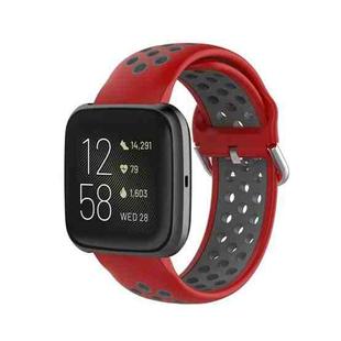 For Fitbit Versa 2 / Versa / Versa Lite 23mm Clasp Two Color Sport Watch Band(Red + Grey)
