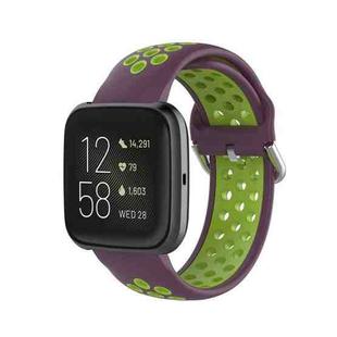 For Fitbit Versa 2 / Versa / Versa Lite 23mm Clasp Two Color Sport Watch Band(Purple + Green)