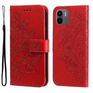 For Xiaomi Redmi A1 4G 7-petal Flowers Embossing Leather Phone Case(Red)
