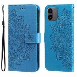 For Xiaomi Redmi A1 4G 7-petal Flowers Embossing Leather Phone Case(Blue)