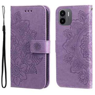 For Xiaomi Redmi A1 4G 7-petal Flowers Embossing Leather Phone Case(Purple)