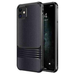 For iPhone 11 Carbon Fiber Texture Solid Color TPU Slim Case Soft Cover(Black)