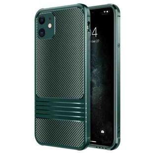 For iPhone 11 Carbon Fiber Texture Solid Color TPU Slim Case Soft Cover(Green)