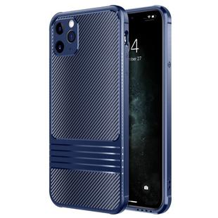 For iPhone 11 Pro Carbon Fiber Texture Solid Color TPU Slim Case Soft Cover(Blue)