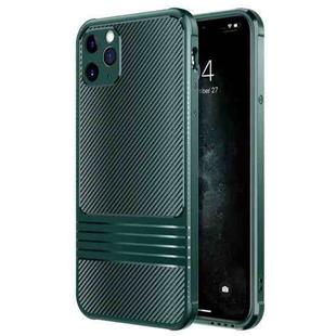 For iPhone 11 Pro Carbon Fiber Texture Solid Color TPU Slim Case Soft Cover(Green)