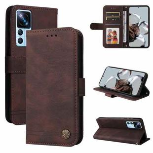 For Xiaomi 12T / 12T Pro / Redmi K50 Ultra Skin Feel Life Tree Metal Button Leather Phone Case(Brown)