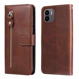 For Xiaomi Redmi A1 4G Calf Texture Zipper Leather Phone Case(Brown)