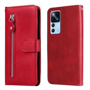 For Xiaomi 12T / 12T Pro / Redmi K50 Ultra Calf Texture Zipper Leather Phone Case(Red)