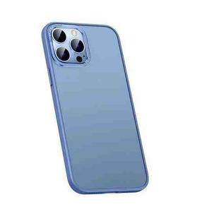 For iPhone 14 Pro Max Metal Lens Skin Feel Frosted Phone Case(Sierra Blue)