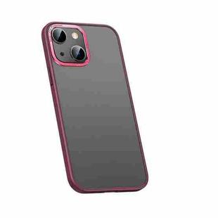 For iPhone 13 Metal Lens Skin Feel Frosted Phone Case(Red)