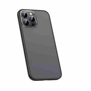 For iPhone 13 Pro Max Metal Lens Skin Feel Frosted Phone Case(Bright Black)