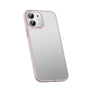 For iPhone 12 Metal Lens Skin Feel Frosted Phone Case(Pink)