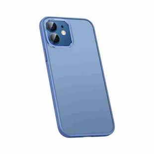 For iPhone 12 Metal Lens Skin Feel Frosted Phone Case(Sierra Blue)