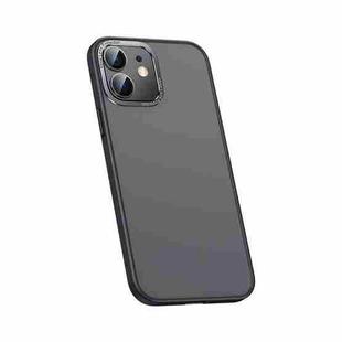 For iPhone 12 mini Metal Lens Skin Feel Frosted Phone Case(Bright Black)