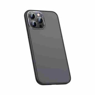 For iPhone 12 Pro Metal Lens Skin Feel Frosted Phone Case(Bright Black)