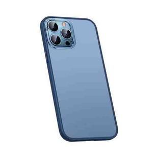 For iPhone 12 Pro Max Metal Lens Skin Feel Frosted Phone Case(Dark Blue)