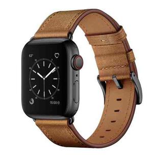 Classic Cowhide Genuine Leather Watch Band For Apple Watch Ultra 49mm&Watch Ultra 2 49mm / Series 9&8&7 45mm / SE 3&SE 2&6&SE&5&4 44mm / 3&2&1 42mm(Red Brown)
