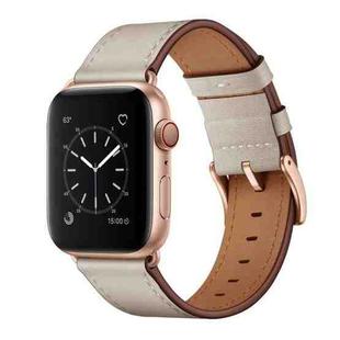 Classic Cowhide Genuine Leather Watch Band For Apple Watch Series 8&7 41mm / SE 2&6&SE&5&4 40mm / 3&2&1 38mm(Beige)