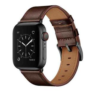 Classic Cowhide Genuine Leather Watch Band For Apple Watch Series 8&7 41mm / SE 2&6&SE&5&4 40mm / 3&2&1 38mm(Dark Brown)