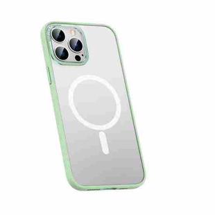 For iPhone 14 Pro Metal Lens Skin Feel Frosted Magsafe Phone Case(Green)